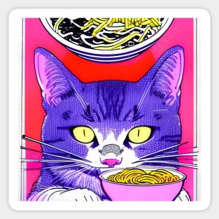 Cat Eating Ramen Noodle Soup Sticker